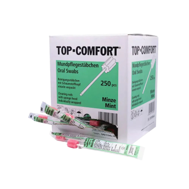 TOP COMFORT Mundpflegestäbchen mit PU Schwamm, 100 mm, Minze 1 Packung = 250 Stück - Bild-Darstellung des Produktes 1