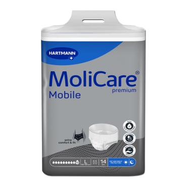 MoliCare® premium Mobile Inkontinenz Pants, 10 Tropfen 1 Beutel = 14 Stück, Größe: L, Bauch/ Hüftumfang 100 - 150cm - Bild-Darstellung des Produktes 1