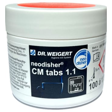 Dr. Weigert neodisher® CM tabs Kaffeemaschinenreiniger 1 Dose = 100 Tabletten à 1,1 g - Bild-Darstellung des Produktes 1