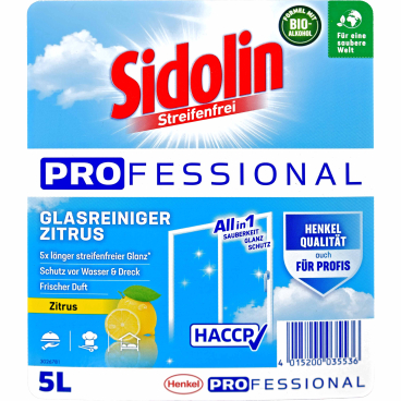 Sidolin Professional Streifenfrei Glasreiniger, Zitrus 5 Liter ...