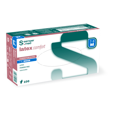 Sempermed® Latex comfort Einmalhandschuhe, puderfrei, weiß 1 Packung = 100 Stück, Größe M (7-8) - Bild-Darstellung des Produktes 1