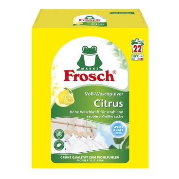 Frosch Voll-Waschpulver, Citrus, mit Weißkraftformel, 22 WL 1,45 Liter - Packung, 22 Waschladungen - Bild-Darstellung des Produktes 1