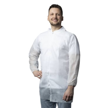 NITRAS PP-Besuchermantel, XL 1 Karton = 50 Stück, weiß, mit Reißverschluss, Innentasche - Bild-Darstellung des Produktes 1