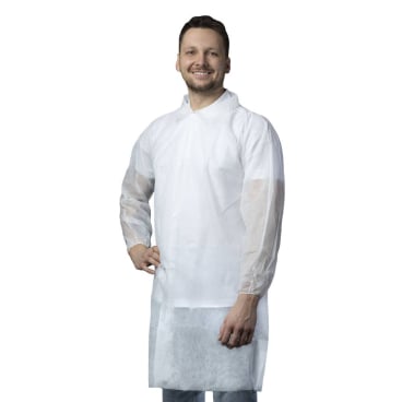NITRAS PP-Besuchermantel, XL 1 Karton = 50 Stück, weiß, 4 Druckknöpfe, ohne Taschen - Bild-Darstellung des Produktes 1