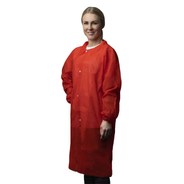 NITRAS PP-Besuchermantel, XL 1 Karton = 50 Stück, rot, 4 Druckknöpfe, ohne Taschen - Bild-Darstellung des Produktes 1