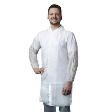 NITRAS PP-Besuchermantel, XL 1 Karton = 50 Stück, weiß, 4 Klettverschlüsse, ohne Taschen - Bild-Darstellung des Produktes 1