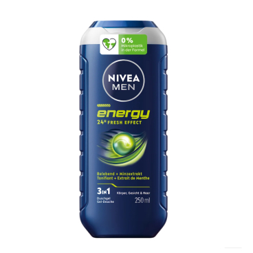 NIVEA MEN 3in1 Duschgel Energy, 24h Fresh Effect 250 ml - Flasche - Bild-Darstellung des Produktes 1