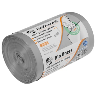 DEISS FIRST PLUS pcr Müllsack, 18 Liter, grau, Blauer Engel 1 Rolle = 50 Stück - Bild-Darstellung des Produktes 1
