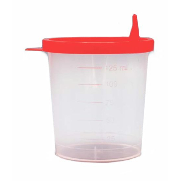 Dr. Junghans medical Urinbecher mit Schnappdeckel, 125 ml 1 Stück, Deckelfarbe: rot - Bild-Darstellung des Produktes 1