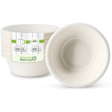 Greenbox Schalen aus Zuckerrohr, 500 ml 1 Karton = 12 Packungen à 50 Stück - Bild-Darstellung des Produktes 1