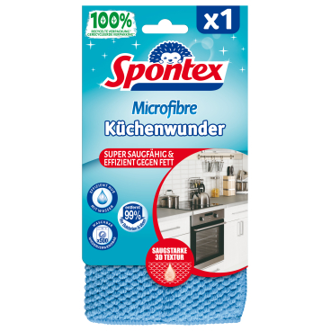 Spontex Microfibre Küchenwunder Reinigungspad, 3D-Textur 1 Packung = 1 ...
