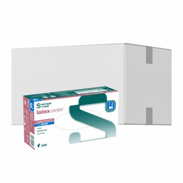 Sempermed® Latex comfort Einmalhandschuhe, puderfrei, weiß 1 Karton = 10 Packungen à 100 Stück, Größe M (7-8) - Bild-Darstellung des Produktes 1