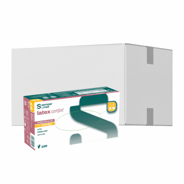 Sempermed® Latex comfort Einmalhandschuhe, puderfrei, weiß 1 Karton = 10 Packungen à 100 Stück, Größe XS (5-6) - Bild-Darstellung des Produktes 1