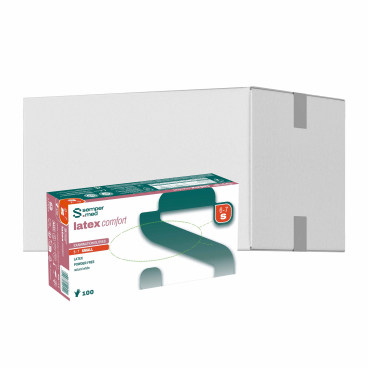 Sempermed® Latex comfort Einmalhandschuhe, puderfrei, weiß 1 Karton = 10 Packungen à 100 Stück, Größe S (6-7) - Bild-Darstellung des Produktes 1