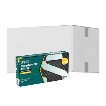 Semperguard® sapphire XP black Nitrilhandschuhe, puderfrei 1 Karton = 10 Packungen à 100 Stück, Größe XS (5-6) - Bild-Darstellung des Produktes 1