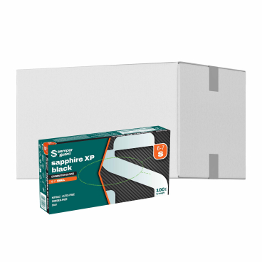 Semperguard® sapphire XP black Nitrilhandschuhe, puderfrei 1 Karton = 10 Packungen à 100 Stück, Größe S (6-7) - Bild-Darstellung des Produktes 1