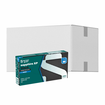 Semperguard® sapphire XP black Nitrilhandschuhe, puderfrei 1 Karton = 10 Packungen à 100 Stück, Größe M (7-8) - Bild-Darstellung des Produktes 1