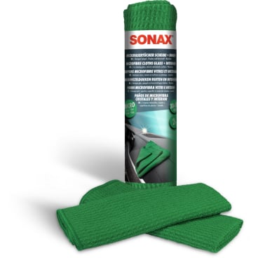 SONAX Microfaser-Tücher Scheibe+Innen, Fenstertücher, 2-teilig 1 Packung = 2 Mikrofasertücher, Größe 38 x 38 cm - Bild-Darstellung des Produktes 1
