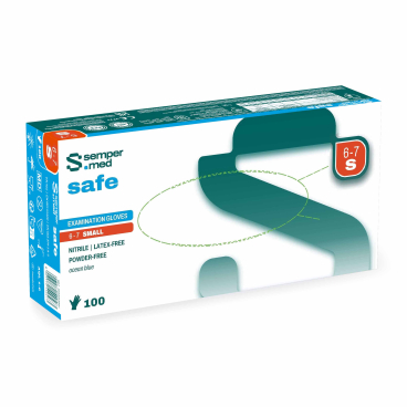 Sempermed® safe Nitrilhandschuhe, puderfrei, blau 1 Packung = 100 Stück, Größe S (6-7) - Bild-Darstellung des Produktes 1