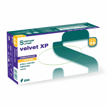 Sempermed® velvet XP Nitrilhandschuhe, puderfrei, violettblau 1 Packung = 200 Stück, Größe XS (5-6) - Bild-Darstellung des Produktes 1