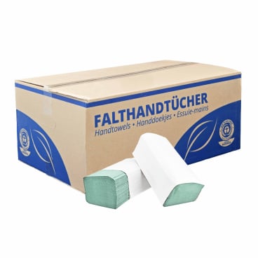 Papierhandtücher 25 x 23 cm, 1-lagig 1 Karton = 5.000 Blatt, grün, geprägt, krepp - Bild-Darstellung des Produktes 1