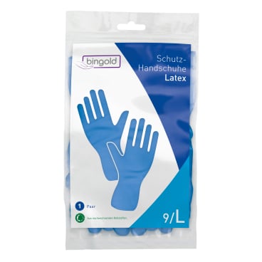BINGOLD Schutzhandschuhe Latex, blau 1 Paar, Größe L - Bild-Darstellung des Produktes 1