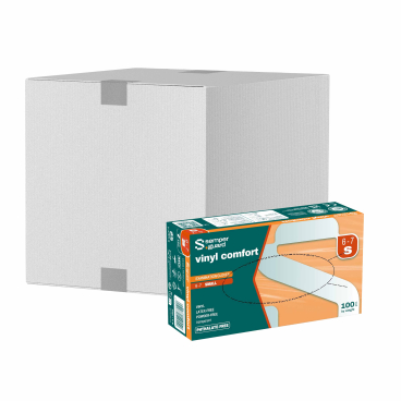 Semperguard® Vinyl comfort Einmalhandschuhe, puderfrei, weiß 1 Karton = 10 Packungen à 100 Stück, Größe S (6-7) - Bild-Darstellung des Produktes 1