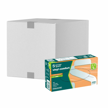 Semperguard® Vinyl comfort Einmalhandschuhe, puderfrei, weiß 1 Karton = 10 Packungen à 100 Stück, Größe L (8-9) - Bild-Darstellung des Produktes 1