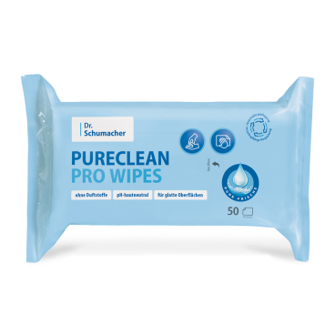 Dr. Schumacher PURECLEAN PRO WIPES Feuchttücher 1 Packung = 50 Tücher, Maße: 18 x 18 cm - Bild-Darstellung des Produktes 1