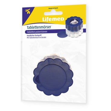 Lifemed® Tablettenmörser rund, Maße: Ø 5,3 cm x 4,5 cm Farbe: blau - Bild-Darstellung des Produktes 1