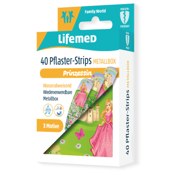 Lifemed® Wund-Pflaster Kids mit Prinzessin-Motiv Motiv: Prinzessin 1 Box = 40 Stück à 6 cm x 1,7 cm - Bild-Darstellung des Produktes 1
