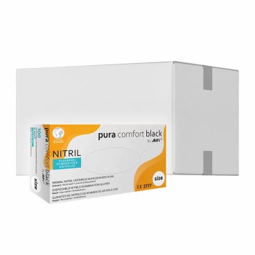 puracomfort black Nitrilhandschuhe, puderfrei, schwarz 1 Karton = 10 Packungen à 100 Stück, Größe S - Bild-Darstellung des Produktes 1