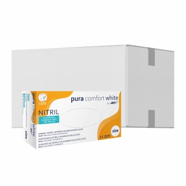 puracomfort white Nitrilhandschuhe, puderfrei, weiß 1 Karton = 10 Packungen à 100 Stück, Größe M - Bild-Darstellung des Produktes 1