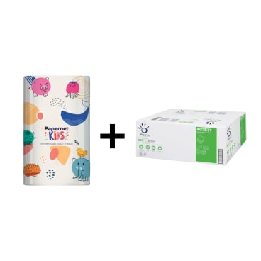 Papernet Aktionsset KIDS Spender Bunte Tiere + Toilettenpapier Spendermaße (B x H x T): 16 x 26,5 x 13,5 cm, weiß, bunt - Bild-Darstellung des Produktes 1