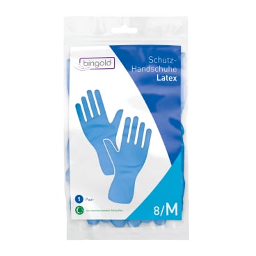 BINGOLD Mehrweghandschuhe Latex, blau Größe: M - Bild-Darstellung des Produktes 1