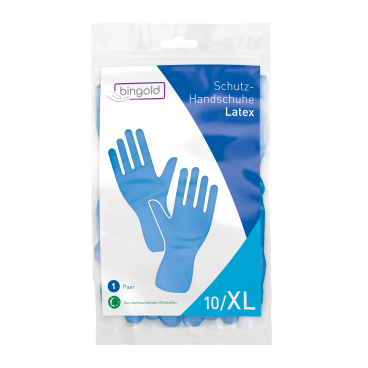 BINGOLD Mehrweghandschuhe Latex, blau Größe: XL - Bild-Darstellung des Produktes 1