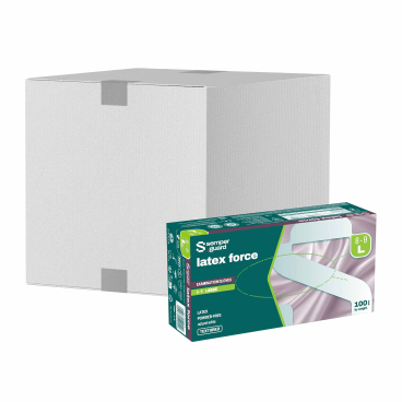 Semperguard® Latex force Einmalhandschuhe, puderfrei, weiß 1 Karton = 10 Packungen à 100 Stück, Größe L (8-9) - Bild-Darstellung des Produktes 1