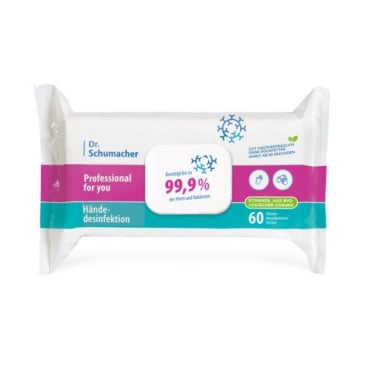 Dr. Schumacher Professional for you Händedesinfektionstücher 1 Packung = 60 Tücher, Maße: 20 x 22 cm - Bild-Darstellung des Produktes 1