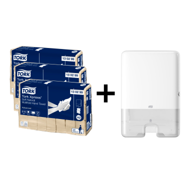 Tork Aktionsset 3x Xpress® Papierhandtücher + Spender H2 Spendermaße (B x H x T): 30,2 x 44,4 x 10,2 cm - Bild-Darstellung des Produktes 1