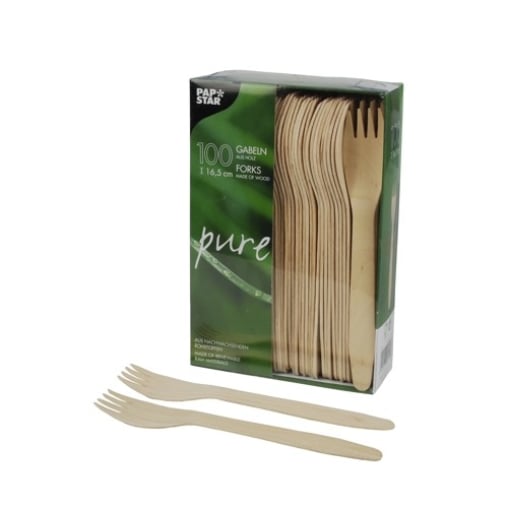 Papstar Pure Gabeln, Holz