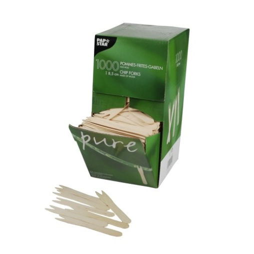 Papstar Pure Pommes-Frites-Gabeln, Holz