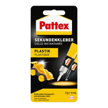 Pattex® Sekundenkleber PLASTIX, 4 ml/2 g 1 Packung = 1 Kleber + 1 Tube - Bild-Darstellung des Produktes 1