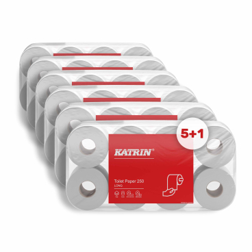 KATRIN Aktionspaket Toilettenpapier 6 für 5 6 Pakete mit jeweils 6 x 8 Rollen = 288 Rollen à 250 Blatt - Bild-Darstellung des Produktes 1