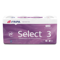 Fripa Papierfabrik Albert Friedrich KG Fripa Select TAE Toilettenpapier, 3-lagig, 100 % Zellstoff, hochweiß, 1 Palette = 132 Packungen à 8 x 180 Blatt 1030807