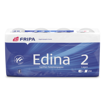 Fripa Edina Toilettenpapier, 2-lagig 1 Packung = 8 Rollen à 250 Blatt - Bild-Darstellung des Produktes 1