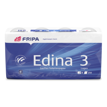 Fripa Edina Toilettenpapier, 3-lagig 1 Packung = 8 Rollen à 250 Blatt - Bild-Darstellung des Produktes 1