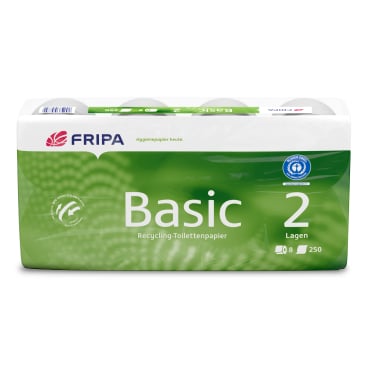 Fripa Toilettenpapier Basic, 2-lagig, recycelt 1 Packung = 8 Rollen à 400 Blatt - Bild-Darstellung des Produktes 1