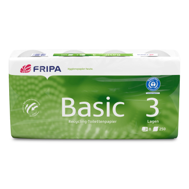 Fripa Toilettenpapier Basic, 3-lagig, recycelt 1 Paket = 6 Packungen à 8 x 250 Blatt - Bild-Darstellung des Produktes 1