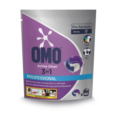 OMO Professional Active Clean 3in1 Wäsche Pods, Hochkonzentrat 1 Packung = 80 Kapseln - Bild-Darstellung des Produktes 1
