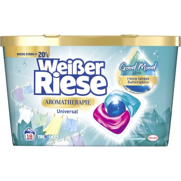 Weißer Riese Universal Trio-Caps Aromatherapie Lotus & Mandelöl 1 Box = 18 Caps, für 18 Waschladungen - Bild-Darstellung des Produktes 1